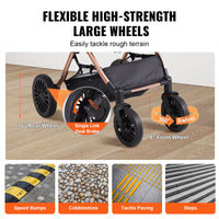 Pet Stroller, 4 Wheels Dog Stroller Rotate With Brakes, 66 Lbs Weight Capacity, Puppy Stroller With Detachable Carrier, 