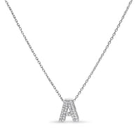 10K White Gold Diamond Accent "A" Initial Bubble Pendant Necklace