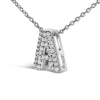 10K White Gold Diamond Accent "A" Initial Bubble Pendant Necklace