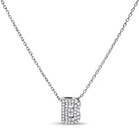 10K White Gold Diamond Accent "A" Initial Bubble Pendant Necklace