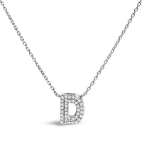 10K White Gold Diamond Accent "A" Initial Bubble Pendant Necklace