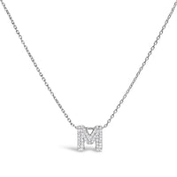 10K White Gold Diamond Accent "A" Initial Bubble Pendant Necklace