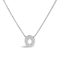 10K White Gold Diamond Accent "A" Initial Bubble Pendant Necklace