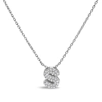 10K White Gold Diamond Accent "A" Initial Bubble Pendant Necklace