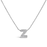 10K White Gold Diamond Accent "A" Initial Bubble Pendant Necklace