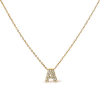 10K White Gold Diamond Accent "A" Initial Bubble Pendant Necklace