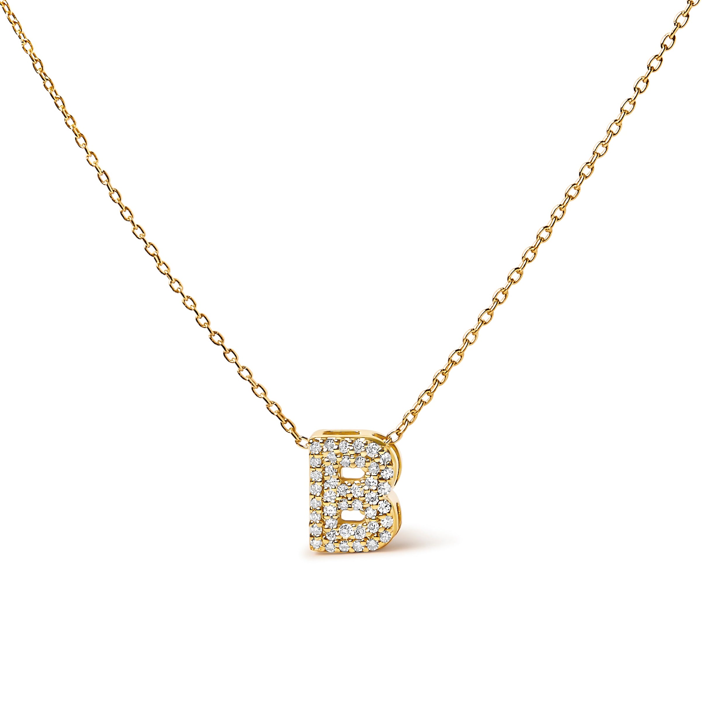 10K White Gold Diamond Accent "A" Initial Bubble Pendant Necklace