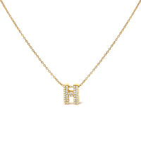 10K White Gold Diamond Accent "A" Initial Bubble Pendant Necklace