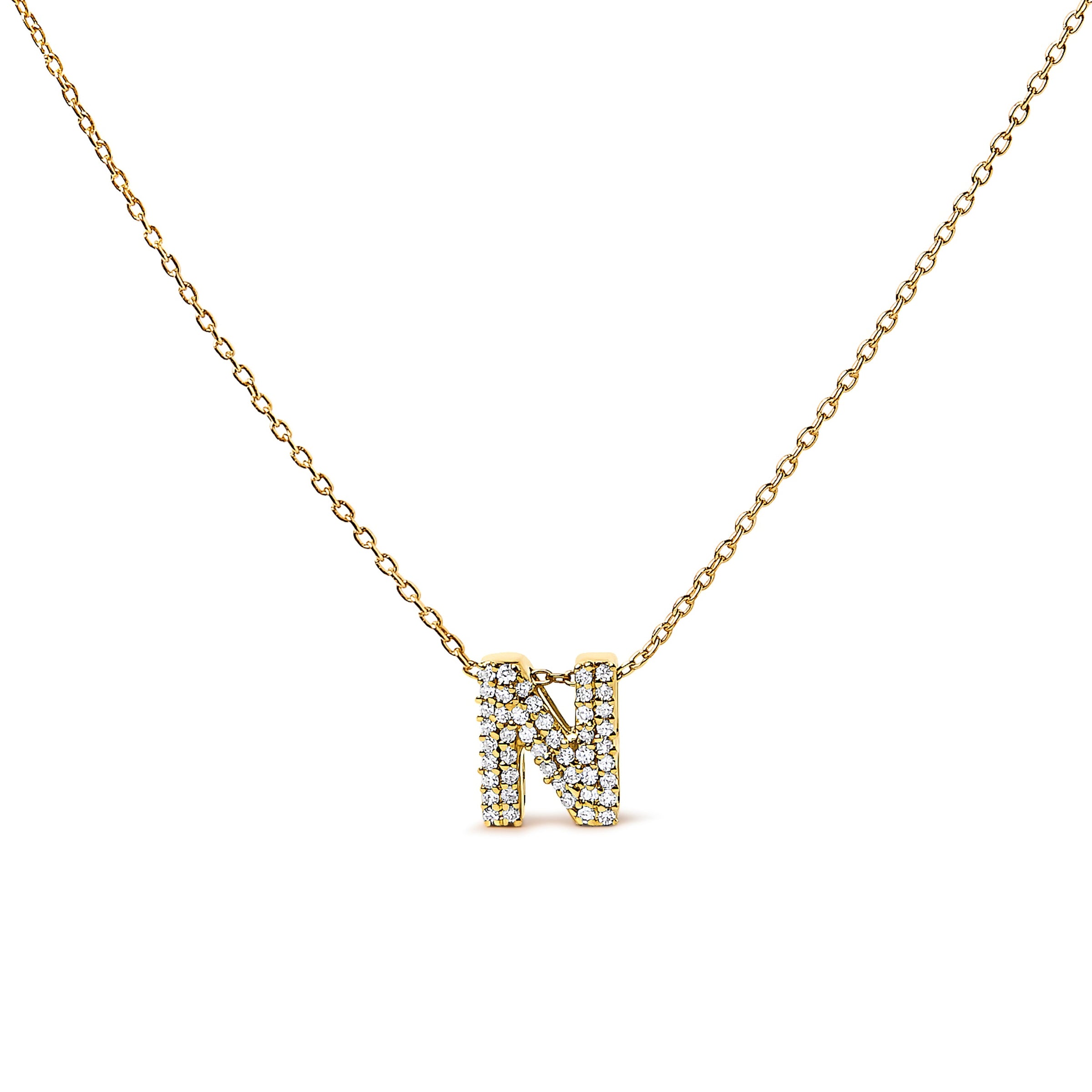 10K White Gold Diamond Accent "A" Initial Bubble Pendant Necklace