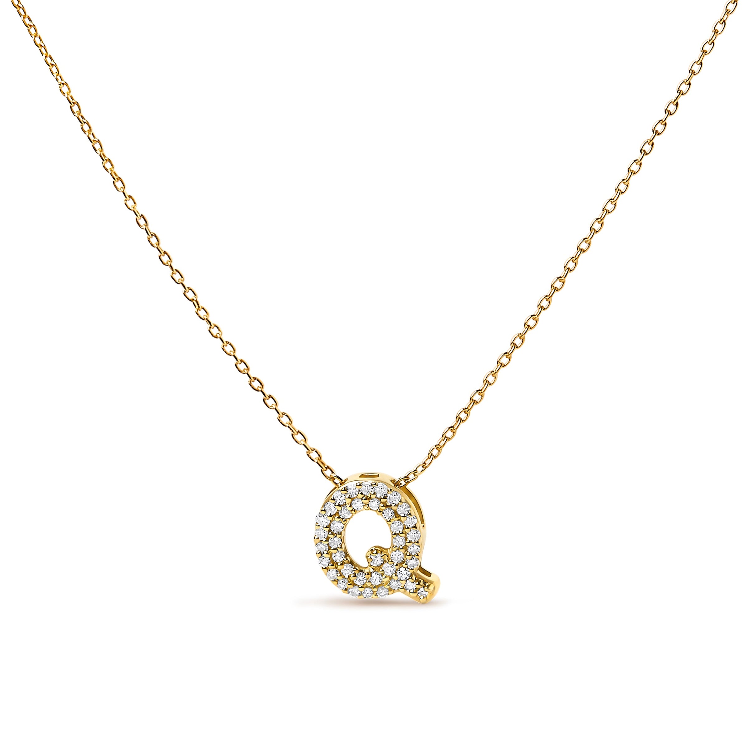 10K White Gold Diamond Accent "A" Initial Bubble Pendant Necklace