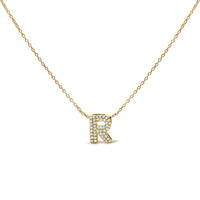 10K White Gold Diamond Accent "A" Initial Bubble Pendant Necklace