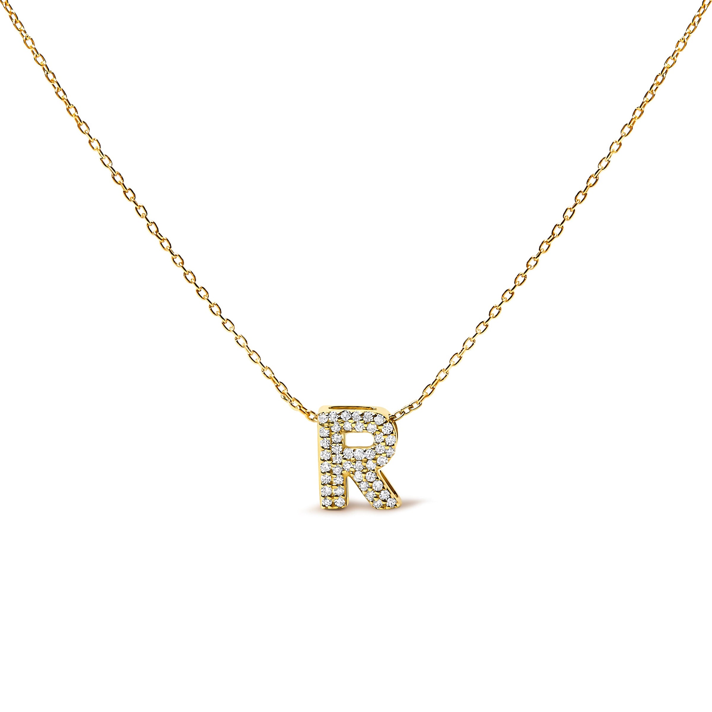 10K White Gold Diamond Accent "A" Initial Bubble Pendant Necklace