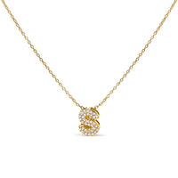 10K White Gold Diamond Accent "A" Initial Bubble Pendant Necklace
