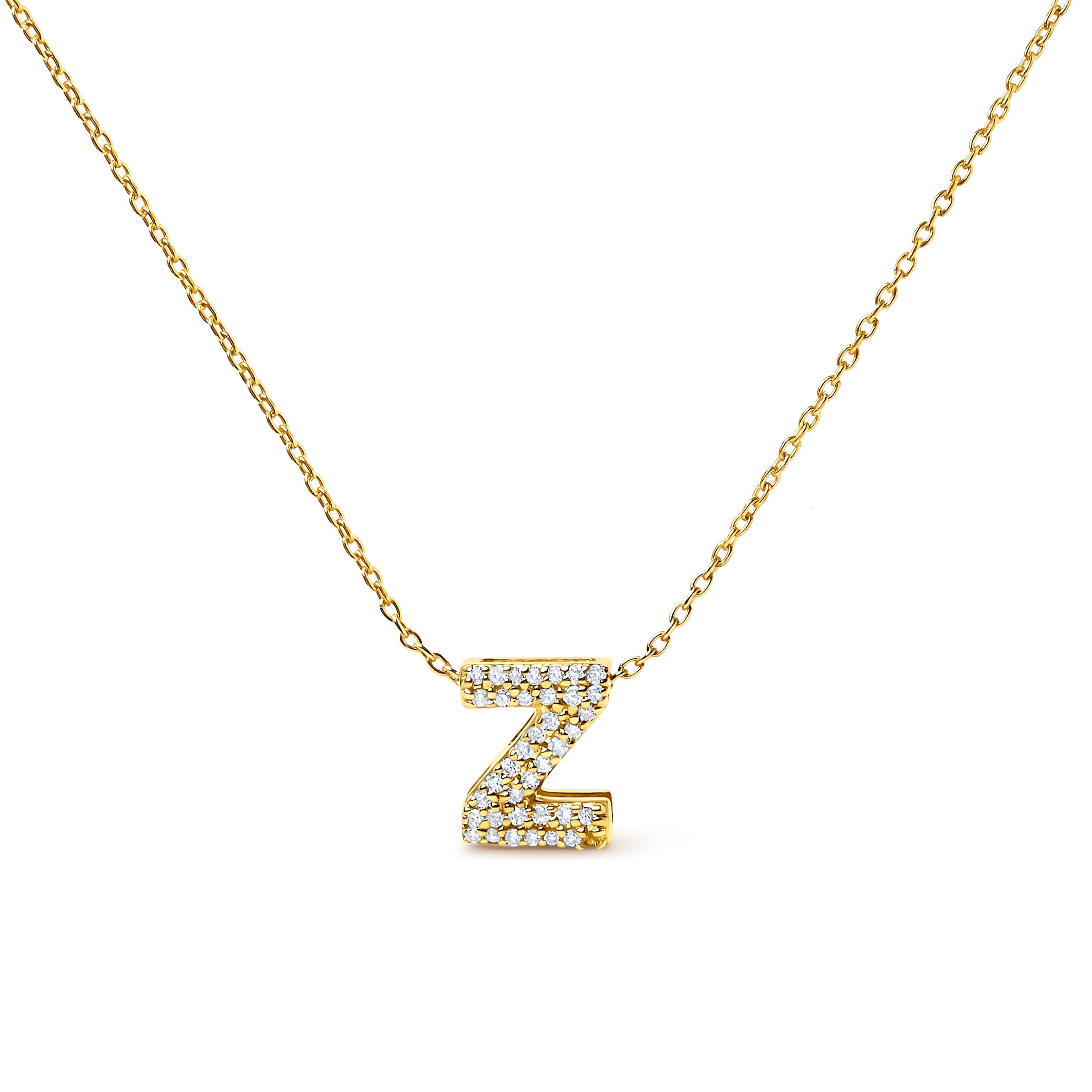 10K White Gold Diamond Accent "A" Initial Bubble Pendant Necklace