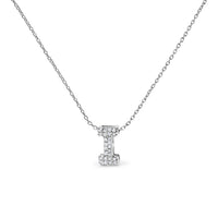 10K White Gold Diamond Accent "A" Initial Bubble Pendant Necklace