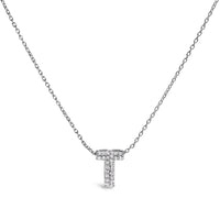 10K White Gold Diamond Accent "A" Initial Bubble Pendant Necklace