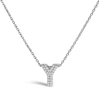 10K White Gold Diamond Accent "A" Initial Bubble Pendant Necklace
