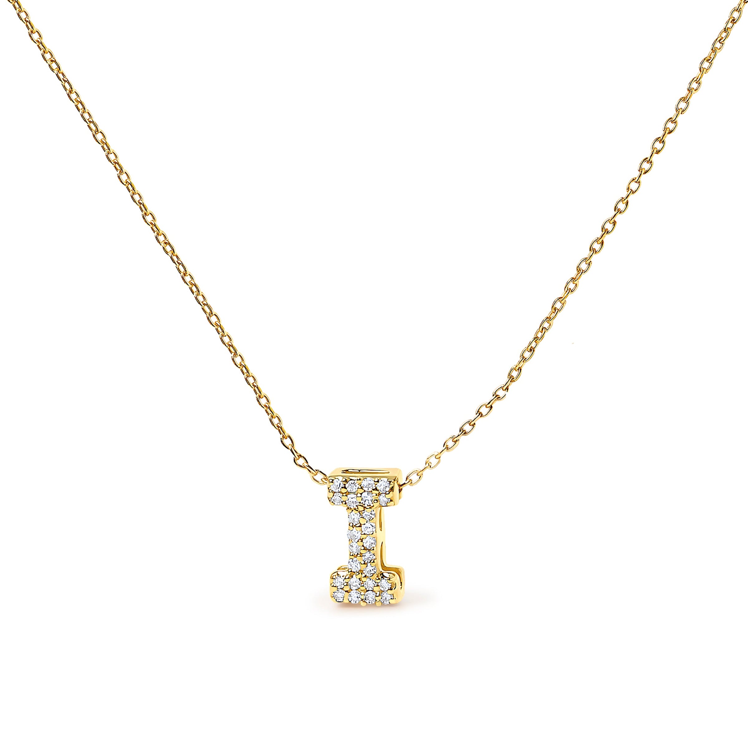 10K White Gold Diamond Accent "A" Initial Bubble Pendant Necklace