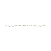 10K Two-Tone 2.00 Cttw Diamond "X" and Wave Link Bracelet (H-I Color, I1-I2 Clarity) - 7" Inches