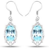 13.68 Carat Genuine Blue Topaz .925 Sterling Silver Earrings