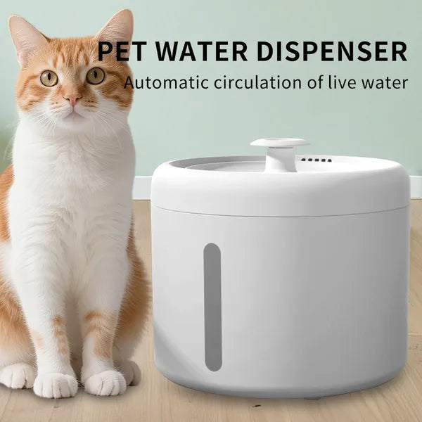 2500ML USB Round Pet Water Fountain, Automatic Cat Water Dispenser With Circulating Pump, Detachable For Easy Cleaning, 