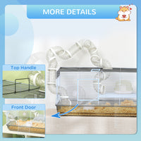 Small Animal Cage for Gerbil or Dwarf Hamster w/ Tubes, Exercise Wheel, Food Dish, Water Bottle, 23" x 13" x 12", Gray