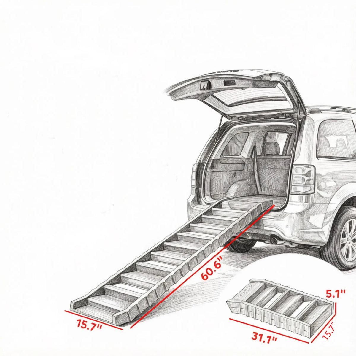 Black Folding Pet Car Ramp Foldable Dog Ramp for Large Medium Small Dogs