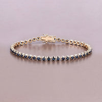 3.13 Carat Genuine Blue Sapphire 14K Yellow Gold Bracelet