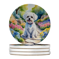 Silky Terrier Spring Path Large Sandstone Coasters Pack Of 4 Absorbent Round Coasters Decor Gifts For Men Or Women, 4 In