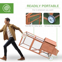 96.5" Chicken Coop Wooden Hen House Poultry Cage Pen Portable with Wheels and Nesting Box, Chicken Cage for Backyard Out
