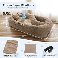 Human Dog Bed, Large Size Fits You And Pets, Washable Faux Fur Dog Bed For People Doze Off, Napping Orthopedic Dog Bed, 