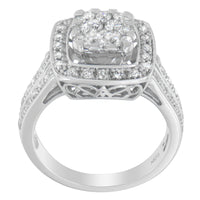 10K White Gold Diamond Cluster Ring (1 Cttw, H-I Color, SI2-I1 Clarity) - Size 6-1/2