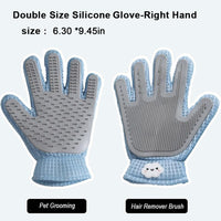 2in1 Double Sided Pet Grooming Glove, Deshedding Massage Brush Mitt For Cats & Dogs, Remove Loose Fur On Pets & Furnitur