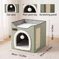 Arched Cat Bed In Green And Gray Color