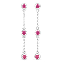 0.78 Carat Genuine Ruby .925 Sterling Silver Earrings