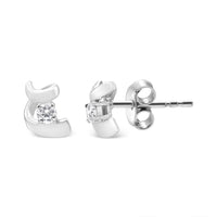 10K White Gold 1/10 Cttw Round Brilliant-Cut Diamond Espira Swirls Solitaire Push Back Stud Earrings (I-J Color, I1-I2 Clarity)