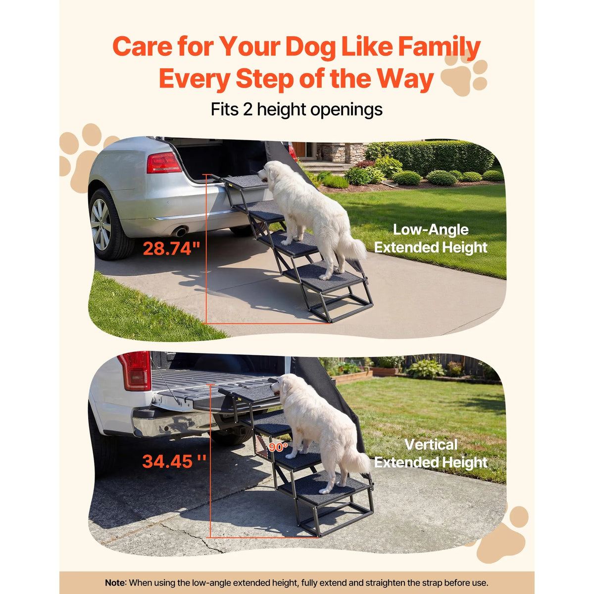 Dog Stairs For Car, 4-Step Extra-Wide Foldable Pet Ramp With Non-Slip Rug Surface, Lightweight Portable Dog Ladder For S