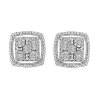 .925 Sterling Silver 3/8 Cttw Miracle Set Round Diamond Double Halo Cluster Earrings (I-J Color, I2-I3 Clarity)