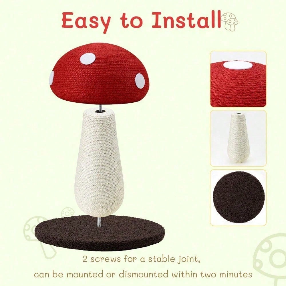 Mushroom Cat Scratching Post Unique Design, Sisal Wrapped, Ideal For Medium And Small Cats, No Assembly Required Cat Stu