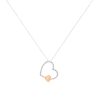10KT Two Tone Gold 1/6 cttw Diamond Floating Heart Pendant Necklace (K-L, I1-I2)