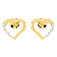 14K Yellow Gold 1/8 Cttw Diamond Journey Heart Hoop Earrings (K-L Color, I1-I2 Clarity)