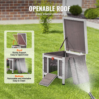 Outdoor Cat House Wooden Feral Cat Shelter With Roof & PVC Door Flaps