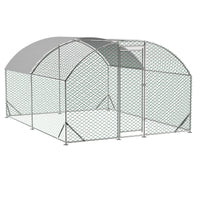 Large Chicken Coop Metal Chicken Run With Waterproof And Anti-UV Cover, Dome Shaped Walk-in Fence Cage Hen House For Out