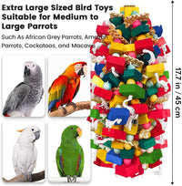 Large Bird Toy Bundle Parrot Chew Toys Natural Wood Cotton Macaw Cockatoo