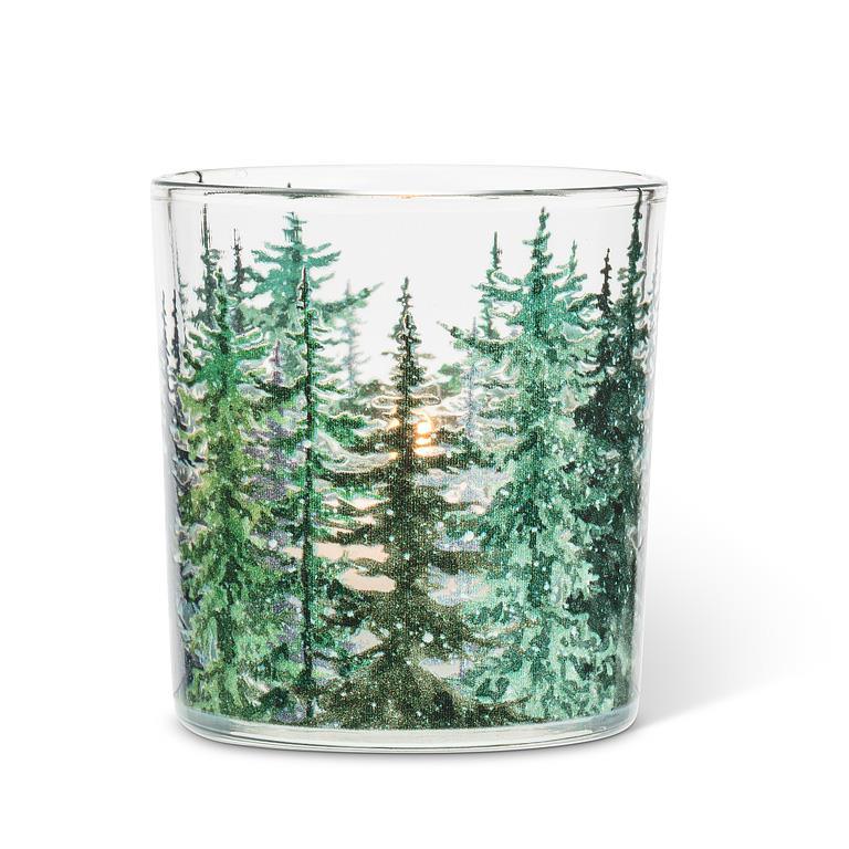 Pine Trees Votive 3 inch Glass Candle Holder - BIG FRENCHIES