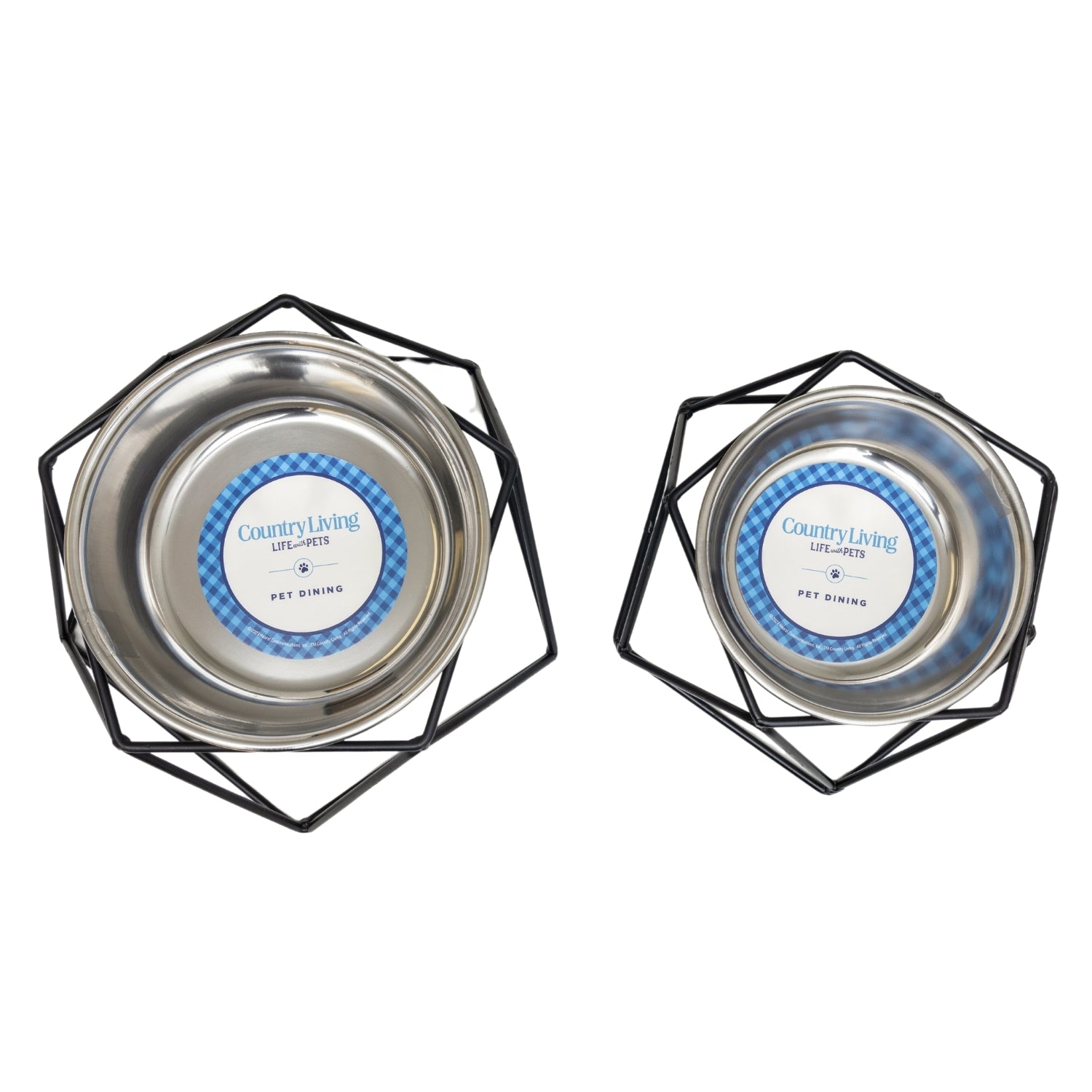 Country Living Elevated Single Dog Bowl Feeder – Geometric Design with Removable Stainless Steel Bowl - BIG FRENCHIES