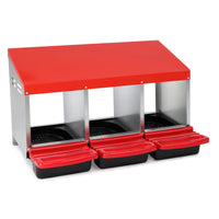 3 Compartment Roll Out Chicken Nesting Box with Plastic Basket, Egg Nest Box Chicken Laying Box Hens Chicken Coop Box, R