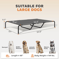 Elevated Dog Bed for Large Breeds Gray 60"L