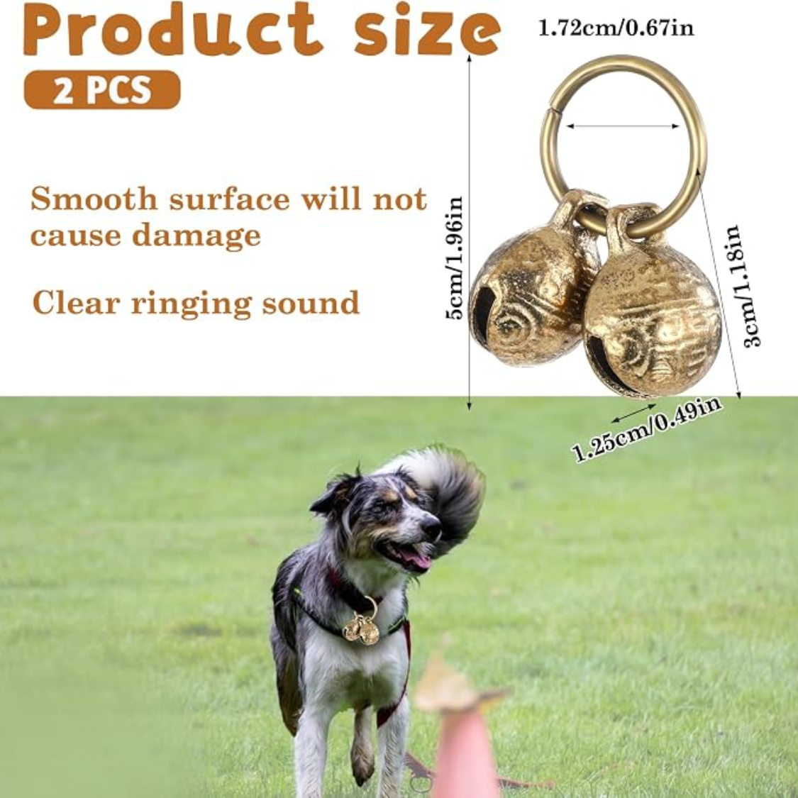 Copper Bell For Dog Collar, 4 PCS Brass Dog Bells Extra Loud Collar Bell For Pet Tracking Anti Lost Training Pets Pendan