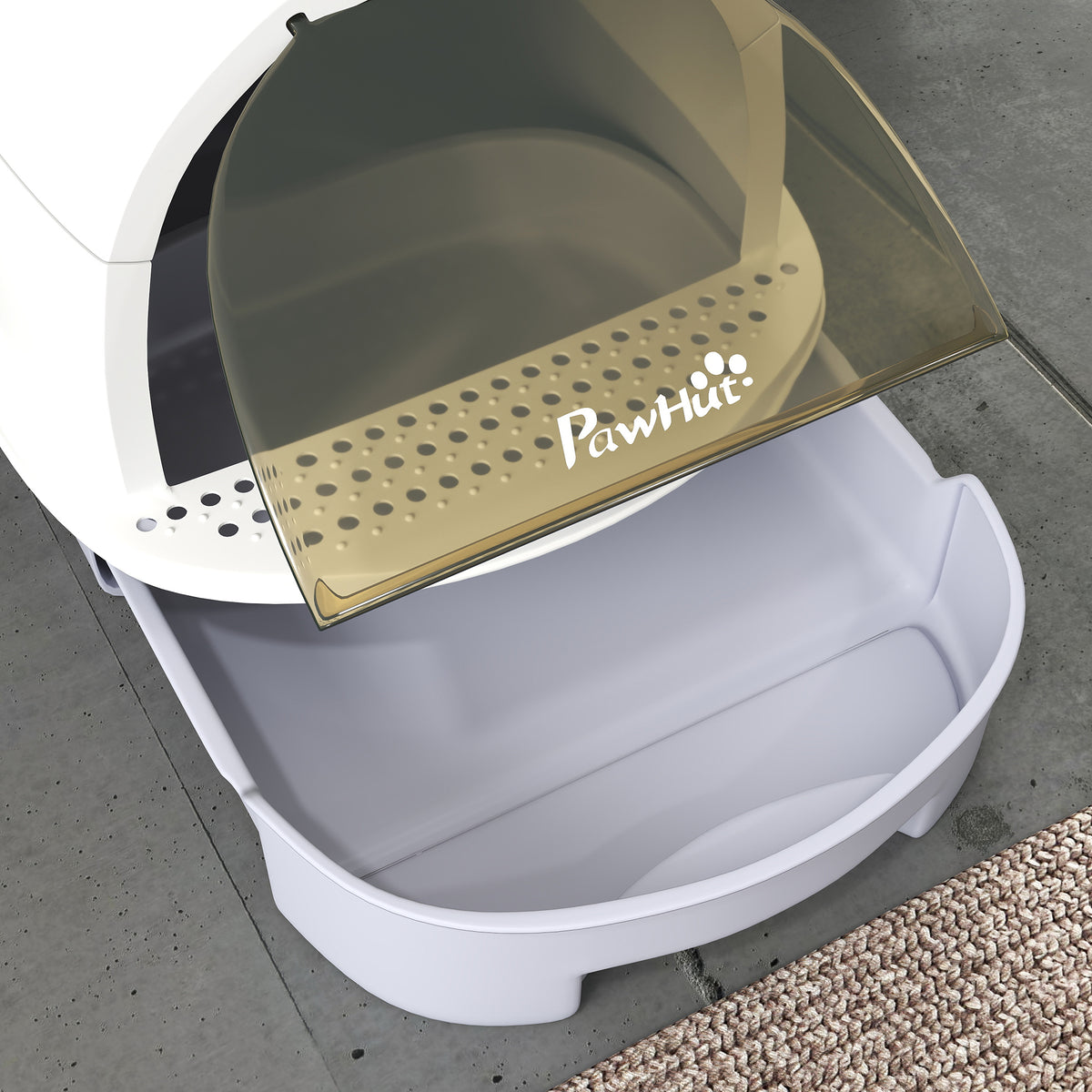 Covered Cat Litter Box with Lid, Scoop, Deodorizing Bags for Odor Control, Privacy, Easy to Clean, Gray